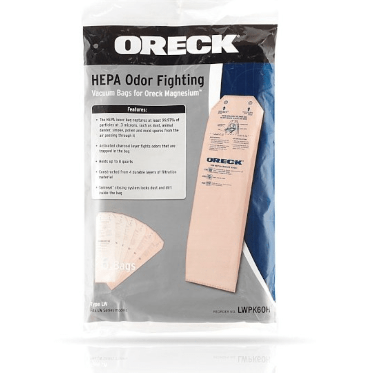 oreck Magnesium Hepa Odor fighting bags 6 pack