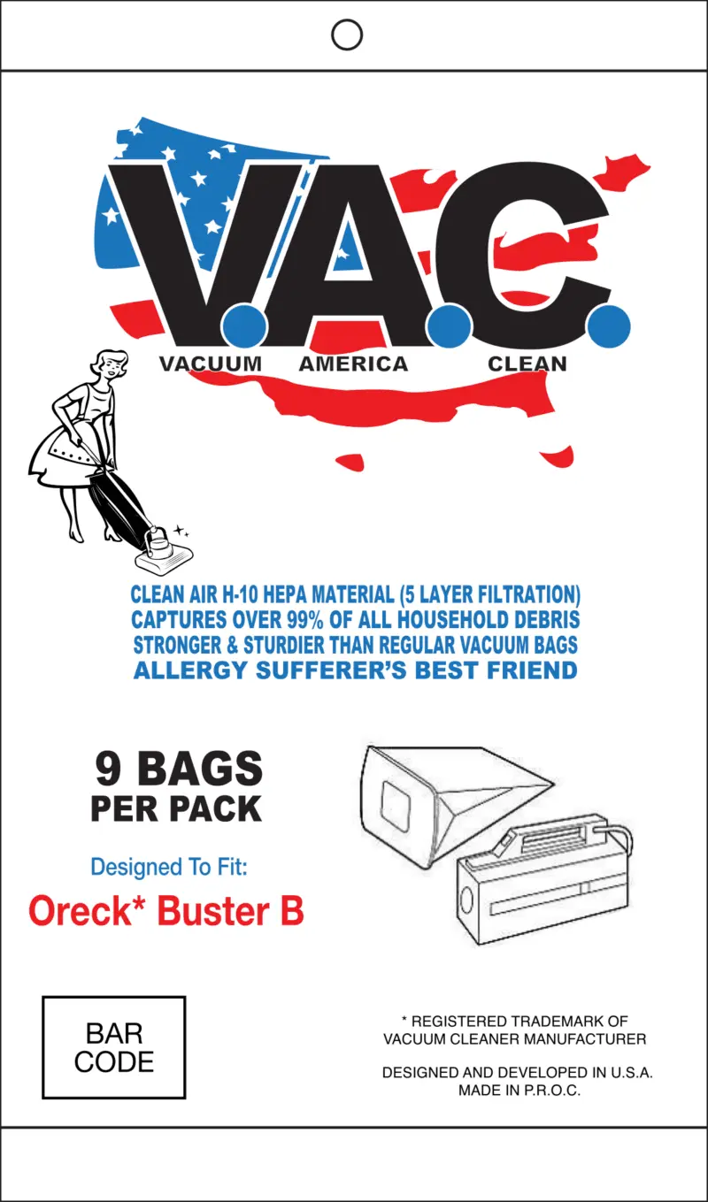 Oreck Buster B Hepa Vacuum bags 9pk